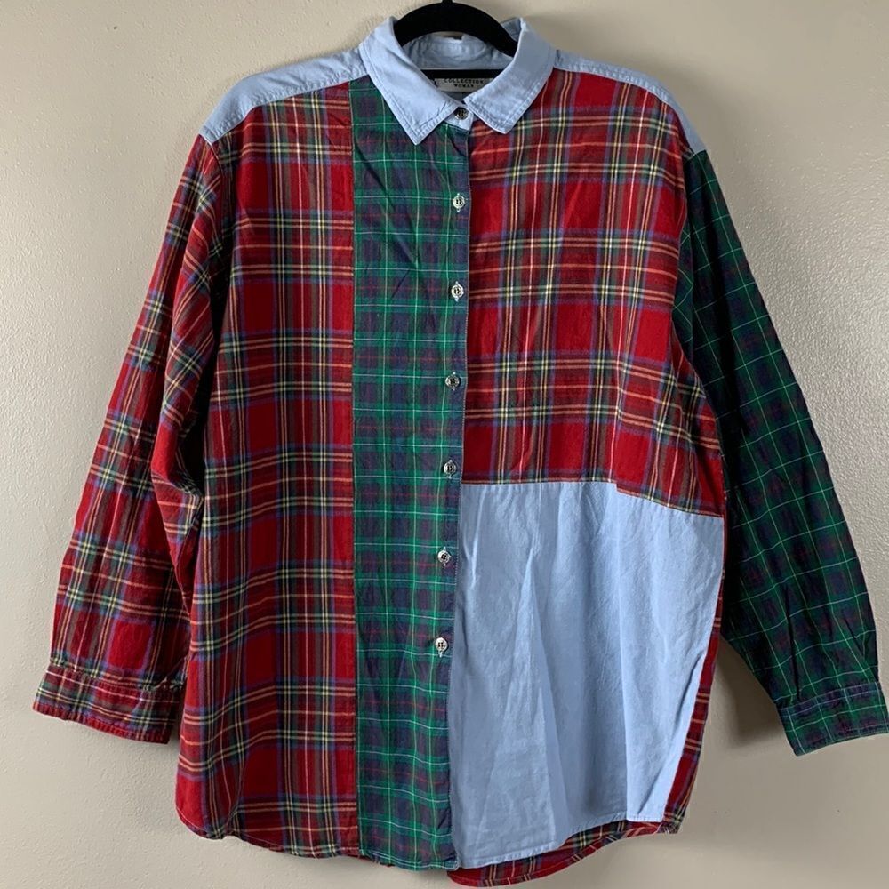 Women’s STUDIO COLLECTION WOMAN size 20W COTTON plaid button down